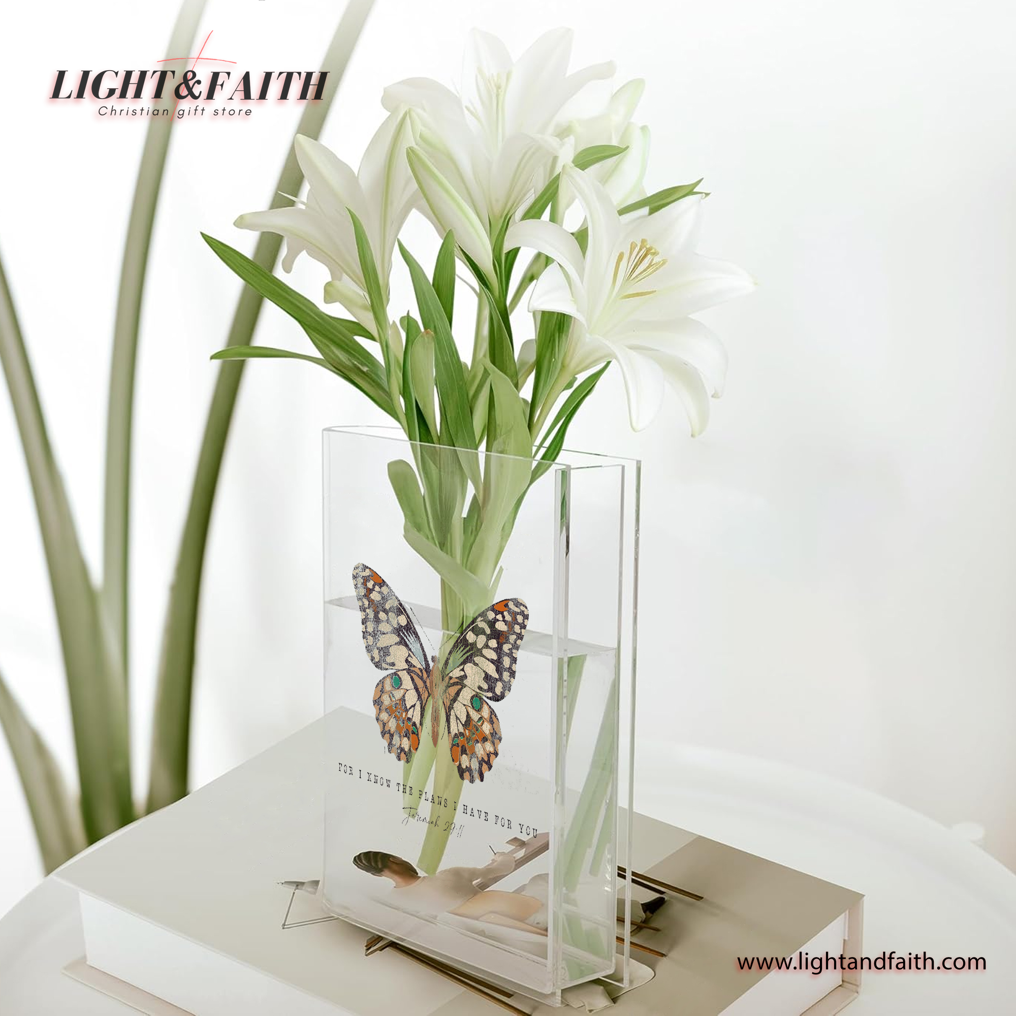 For I Know The Plans I Have For You Book Vase, Christian Book Vase, Faith Book Vase, Bible Verse Book Shaped Flower Vase